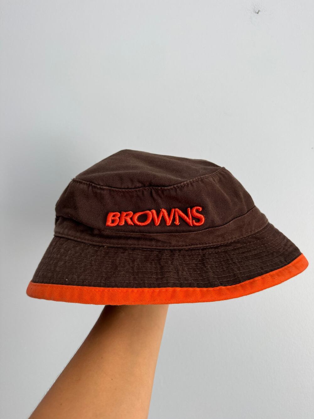 Vintage 90s Cleveland Browns Logo Athletic Bucket Hat Brown Orange Size L/XL